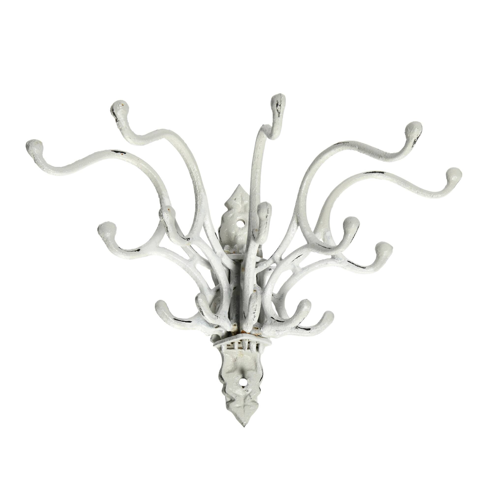 Hello Honey® 7.5" White Decorative Distressed Metal Wall Hook